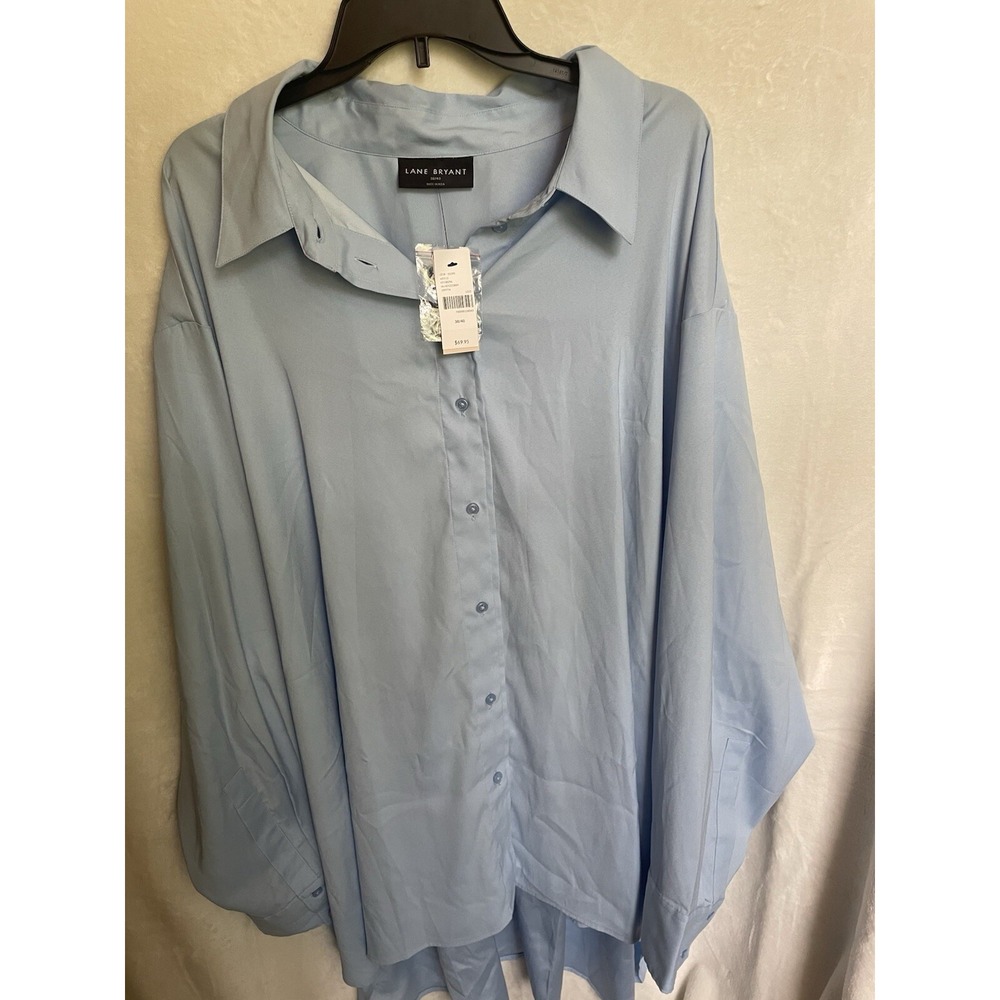 Lane Bryant No Peek Collection Button Down Long Sleeve Shirt Sz 38/40 Blue NWT
